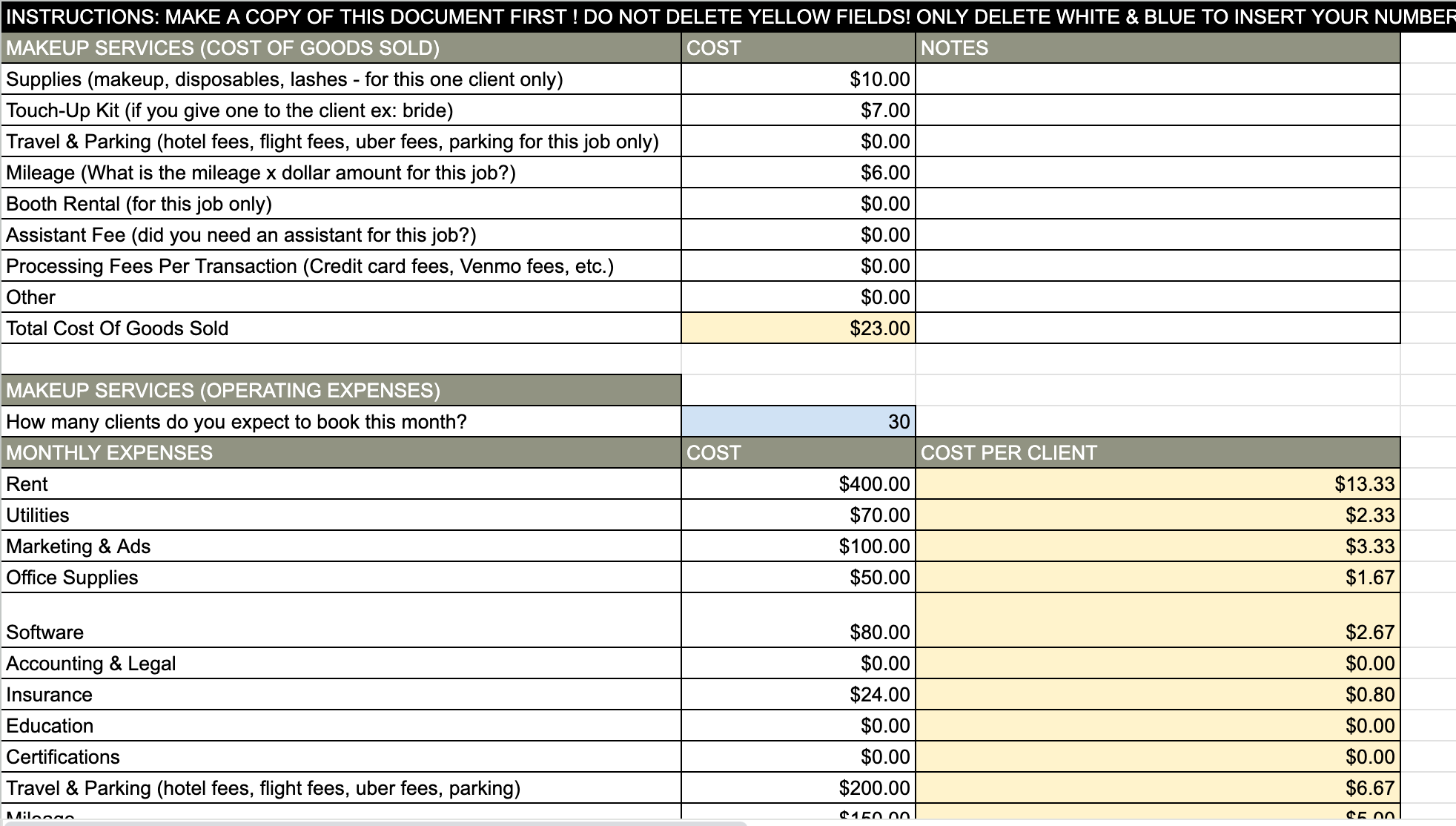 The Profitable Pricing Spreadsheet™