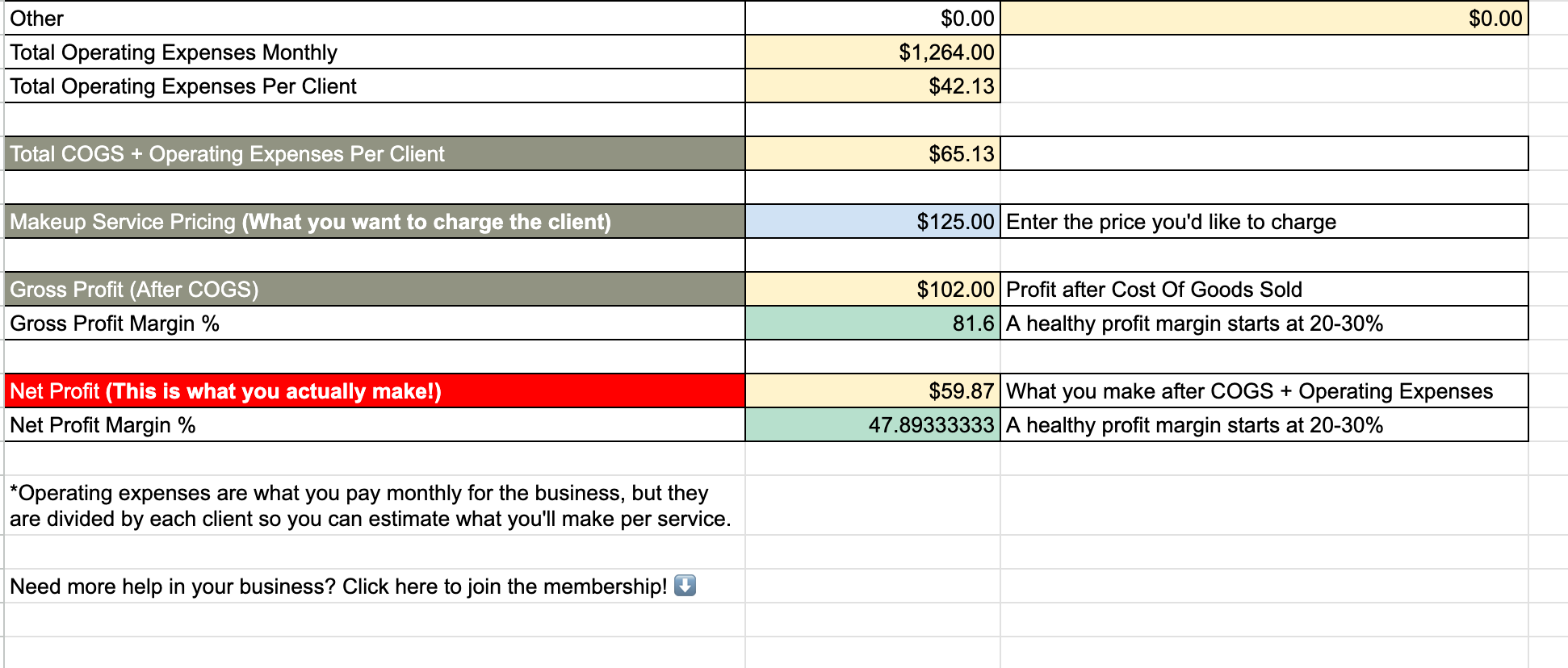 The Profitable Pricing Spreadsheet™