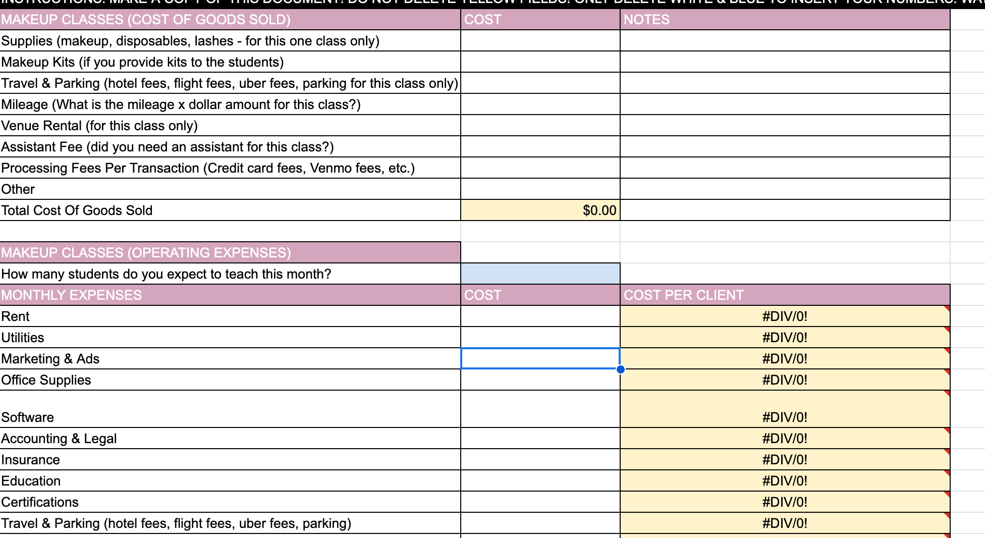 The Profitable Pricing Spreadsheet™