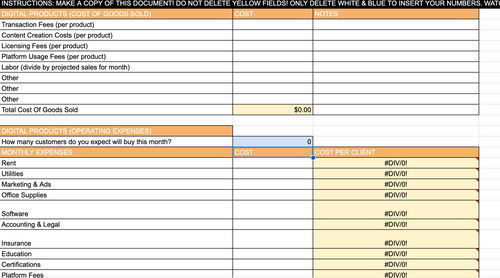 The Profitable Pricing Spreadsheet™